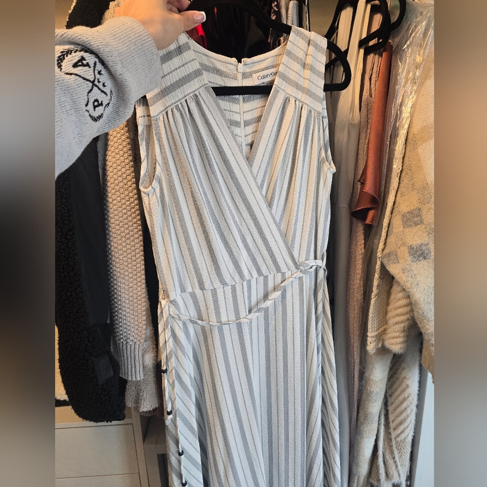 Striped White and Gray Dress